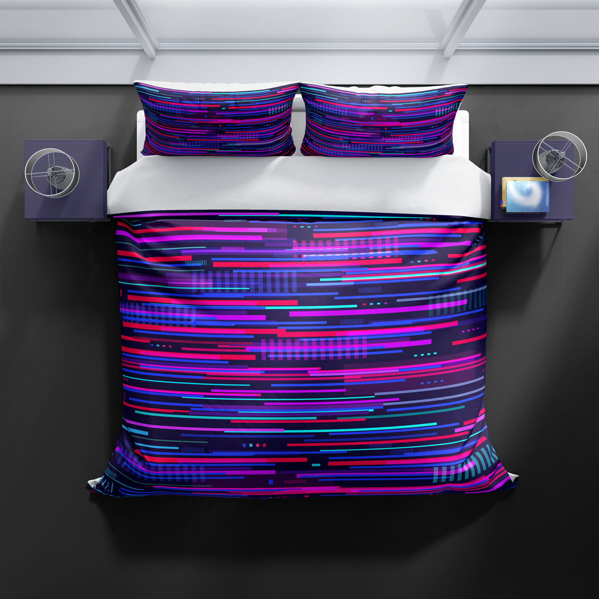 Purple Glitch Bedding Set