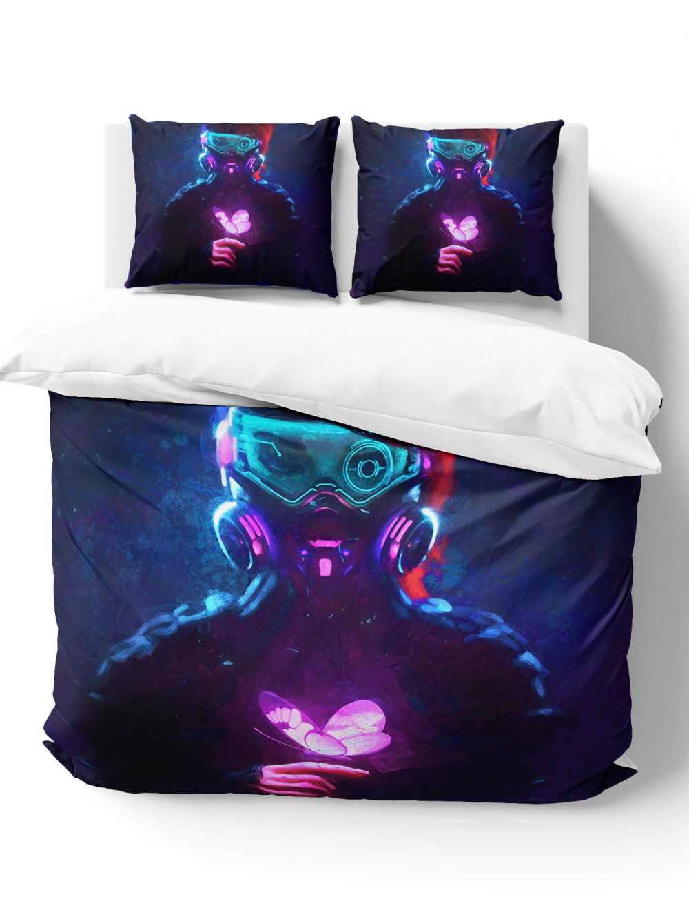 Neon Space Butterfly Bedding Set