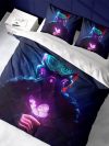 Neon Space Butterfly Bedding Set