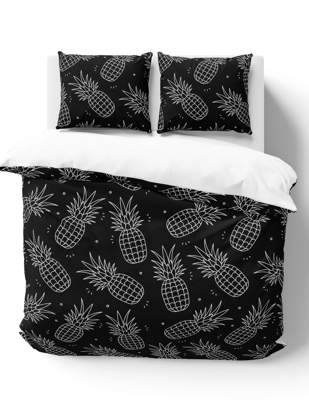White & Black Pineapples Bedding Set
