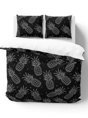 white-black-pineapples-bedding-set