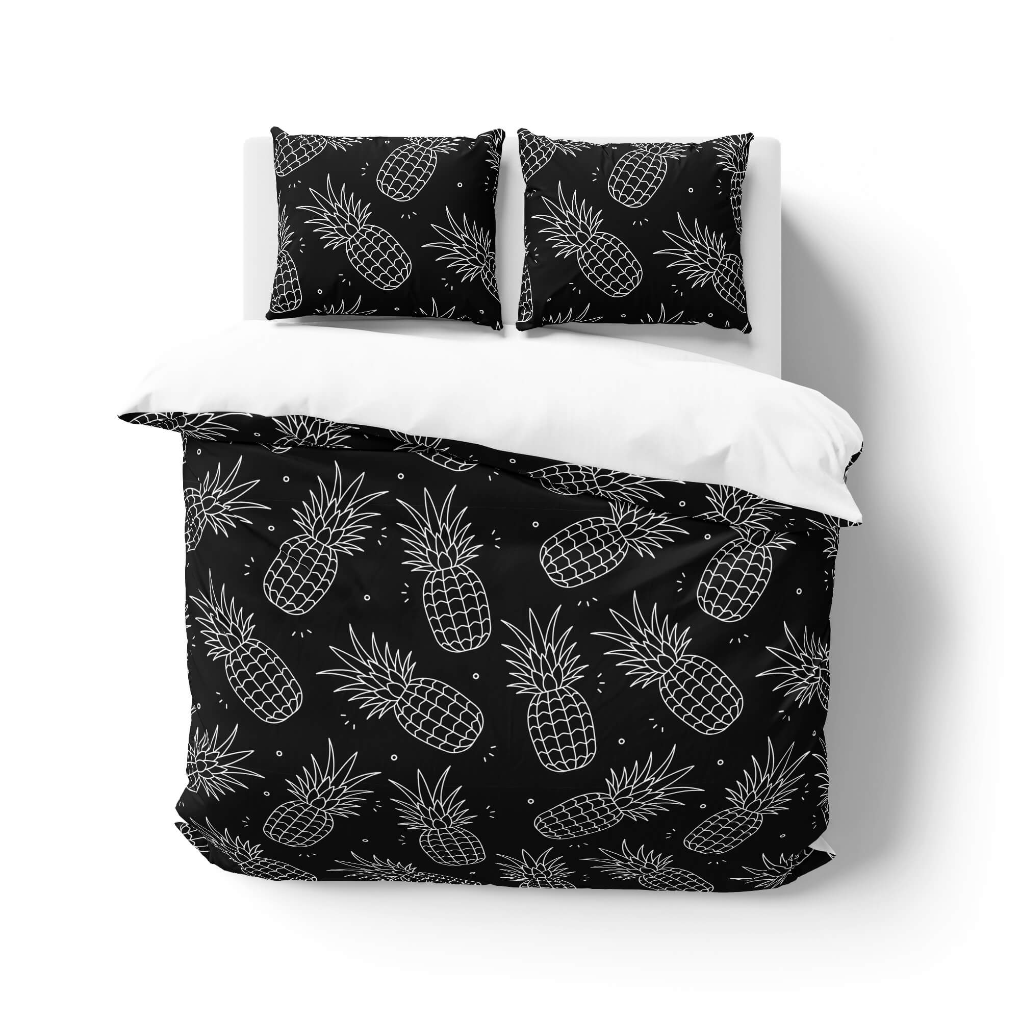 white-black-pineapples-bedding-set