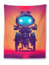 Alien Android Bike Ride Tapestry