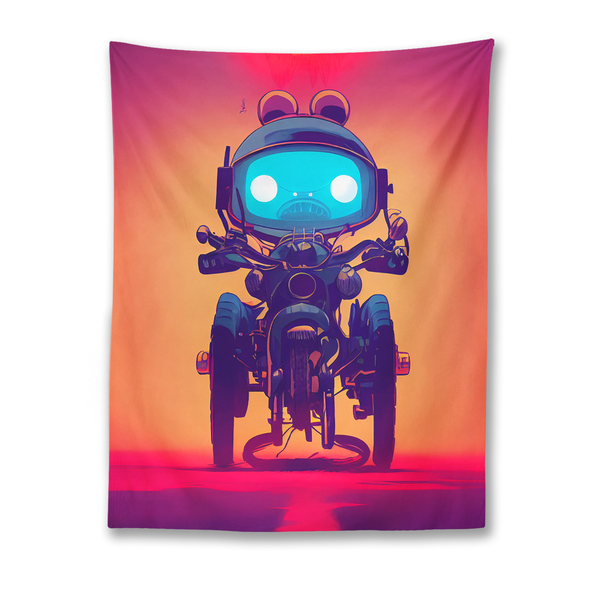 Alien Android Bike Ride Tapestry