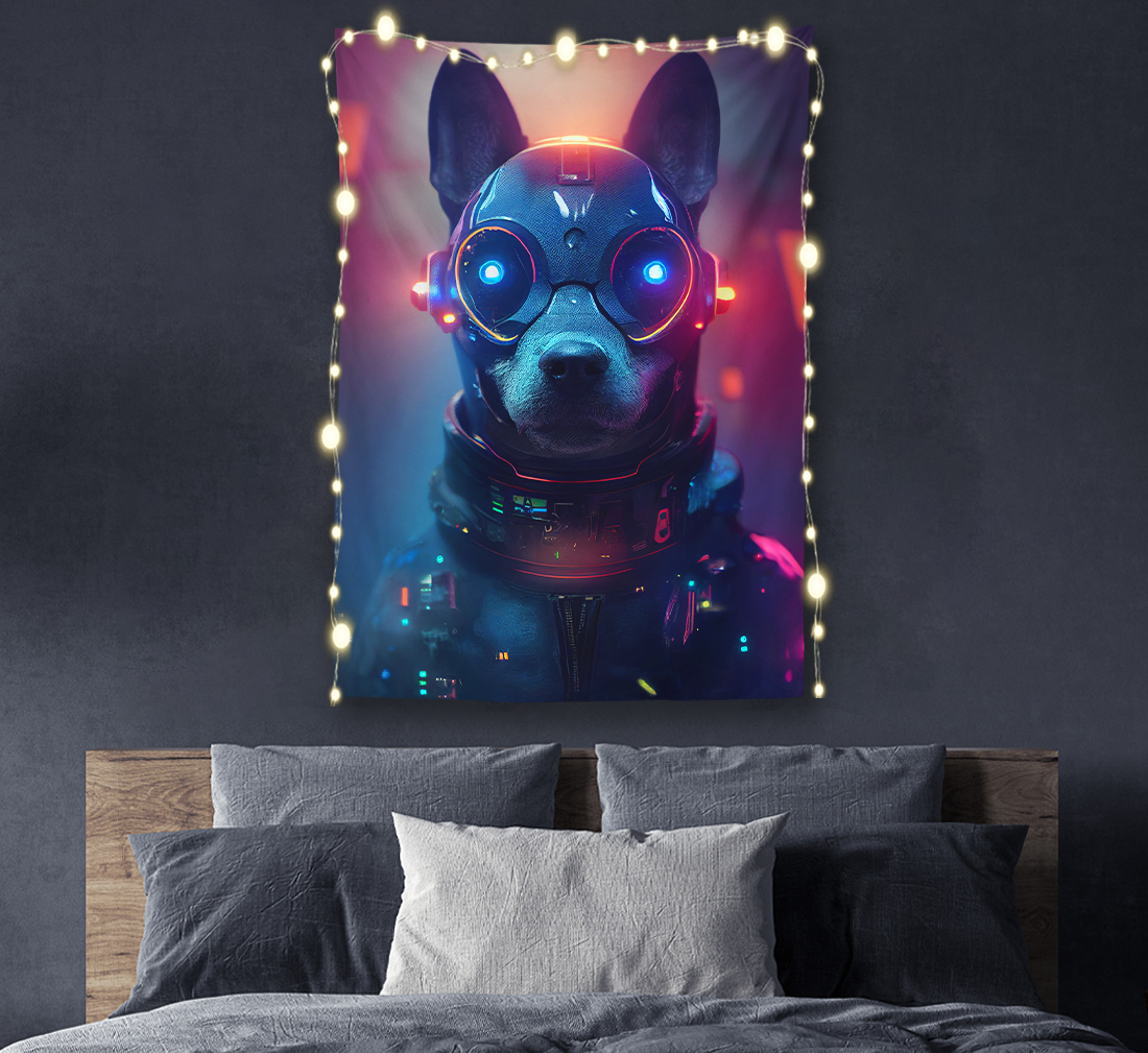 Futuristic Space Dog Tapestry