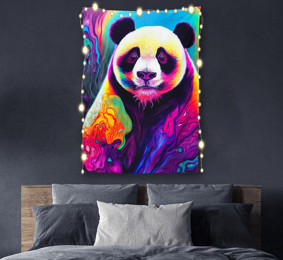 Hallucinating Panda Tapestry