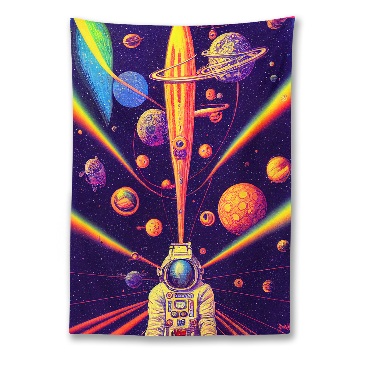 Retro Psychedelic Astronaut Tapestry