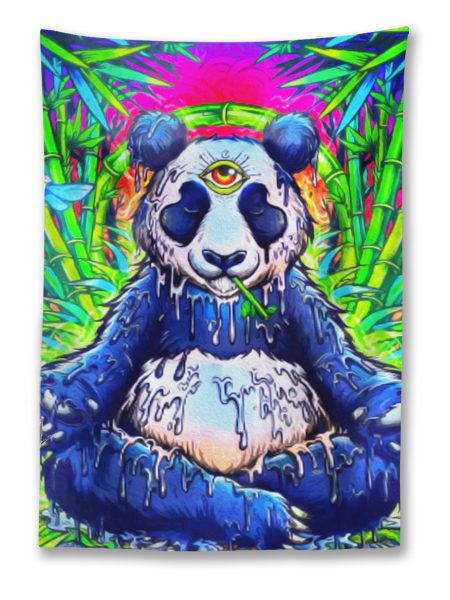 Meditating Psychedelic Panda Tapestry