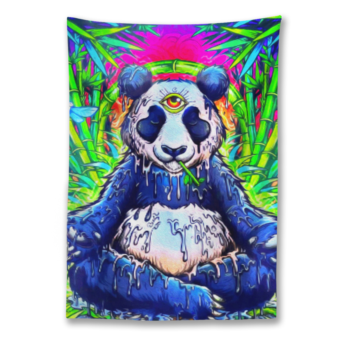 Meditating Psychedelic Panda Tapestry